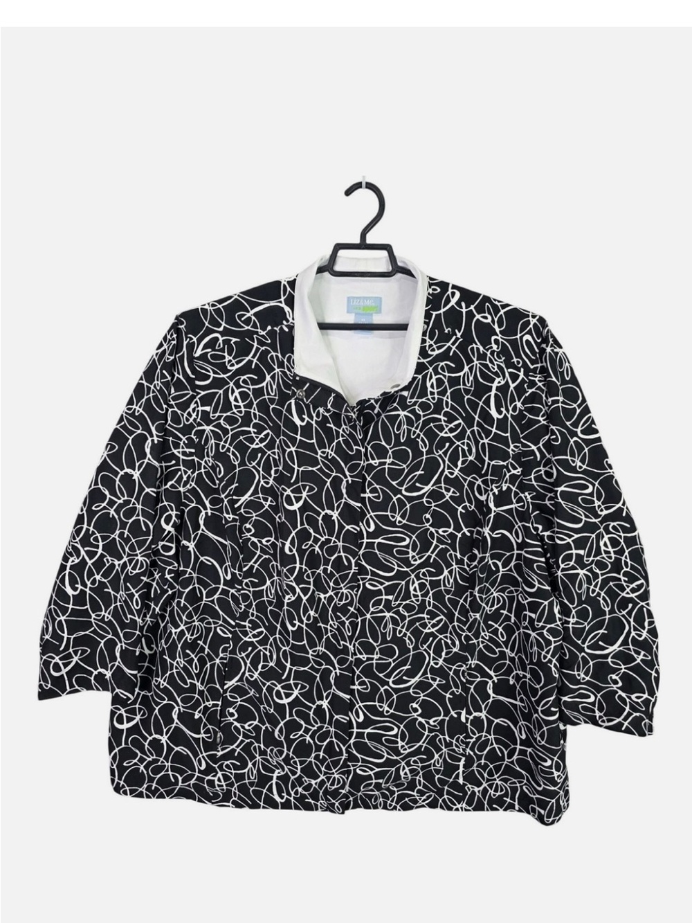 Liz Claiborne Black Jacket with White Scribble Print